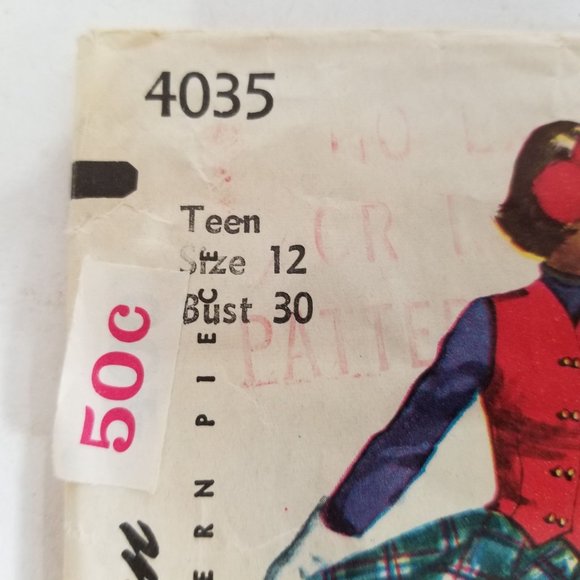 Vintage Costume High Waisted Bottom Trunk Only Simplicity 4035 Teen Size 12 Cut - Picture 3 of 6